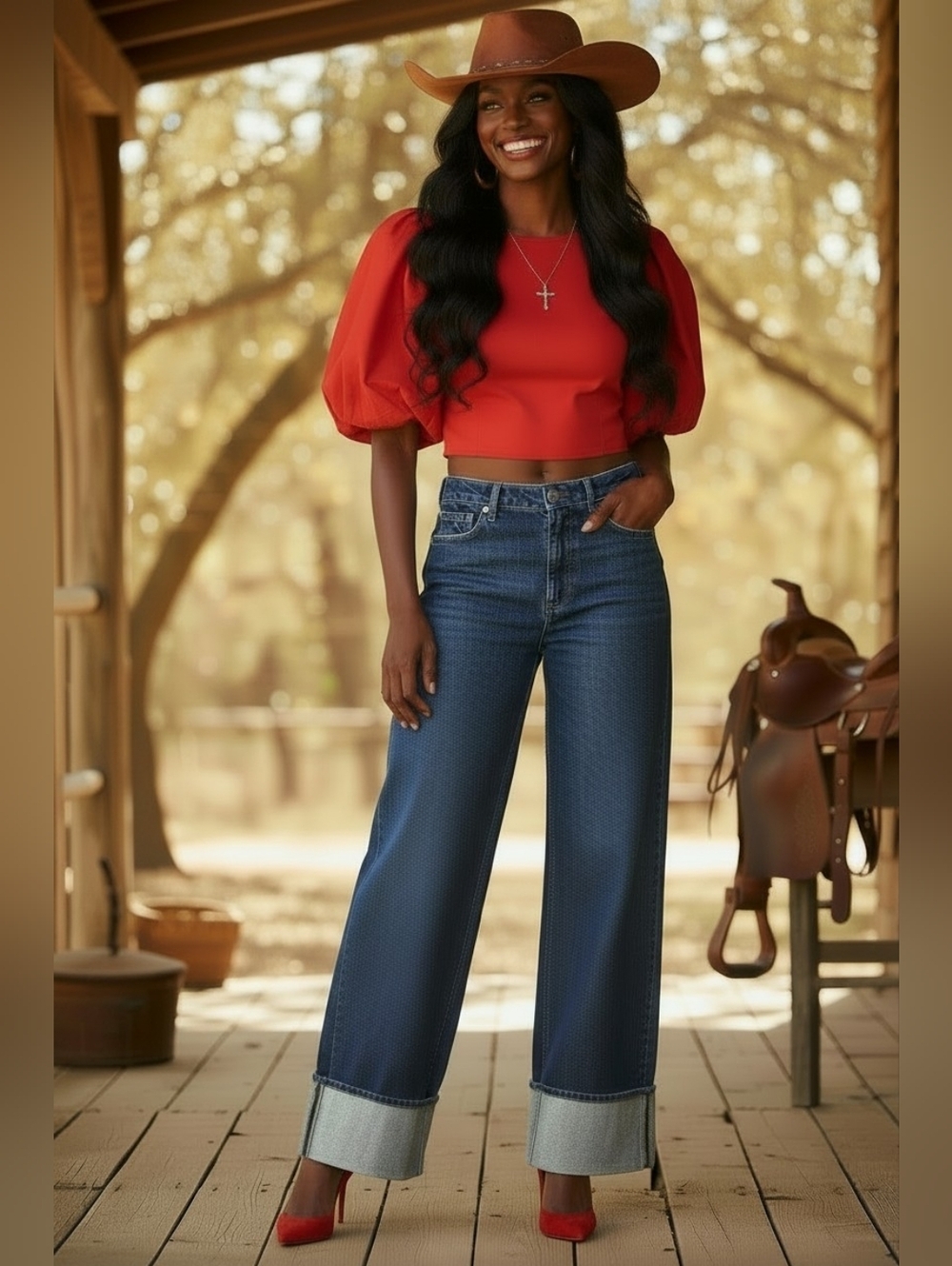 H&M High Waisted Wide Leg Cropped Jeans 100% Cotton Raw Hem Blue Size 14